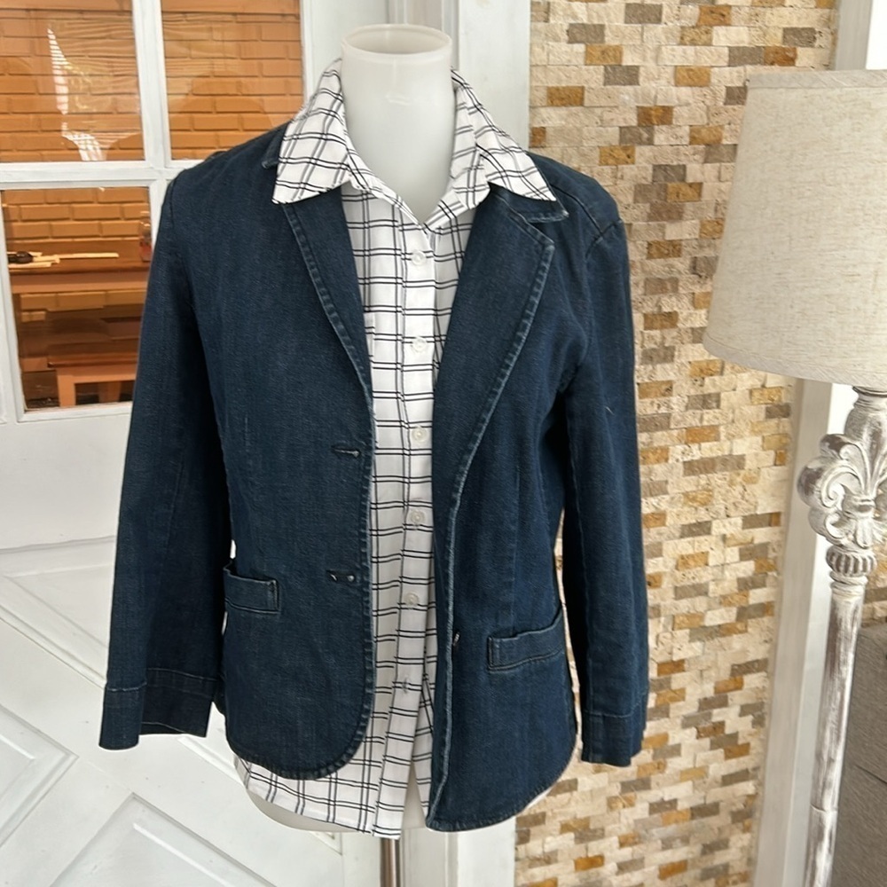 Notations sleeveless button-down checkered print … - image 10